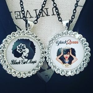 Queen necklace black girl magic charms blm
